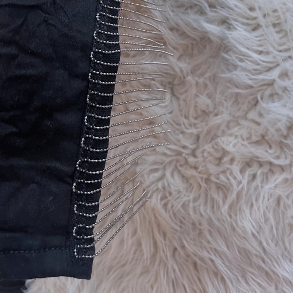 Q2 Premium Denim Black Skinny Jeans with Silver Tassels - Picture 3 of 4